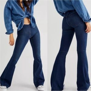 Free People Flare Penny Pull On Demin Jeans
